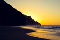 Sunset view of the Na Pali Coast at Kalalau Beach