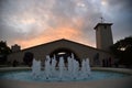 Sunset view in Napa Valley, fountain