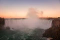 Sunset view of the Niagara Horseshoe Falls bowl. Horseshoe Falls, also known as Canadian Falls, is the largest of the Royalty Free Stock Photo