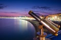 Sunset view of Nice city coast. Royalty Free Stock Photo