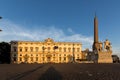 Sunset view of Obelisk and Palazzo della Consulta at Piazza del Quirinale in Rome, Italy Royalty Free Stock Photo