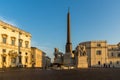 Sunset view of Obelisk and Palazzo della Consulta at Piazza del Quirinale in Rome, Italy Royalty Free Stock Photo