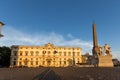 Sunset view of Obelisk and Palazzo della Consulta at Piazza del Quirinale in Rome, Italy Royalty Free Stock Photo