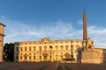 Sunset view of Obelisk and Palazzo della Consulta at Piazza del Quirinale in Rome, Italy Royalty Free Stock Photo