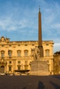Sunset view of Obelisk and Palazzo della Consulta at Piazza del Quirinale in Rome, Italy Royalty Free Stock Photo