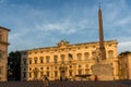 Sunset view of Obelisk and Palazzo della Consulta at Piazza del Quirinale in Rome, Italy Royalty Free Stock Photo