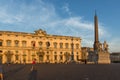 Sunset view of Obelisk and Palazzo della Consulta at Piazza del Quirinale in Rome, Italy Royalty Free Stock Photo