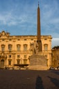 Sunset view of Obelisk and Palazzo della Consulta at Piazza del Quirinale in Rome, Italy Royalty Free Stock Photo