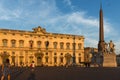 Sunset view of Obelisk and Palazzo della Consulta at Piazza del Quirinale in Rome, Italy Royalty Free Stock Photo