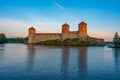 Sunset view of Olavinlinna castle in Savonlinna, Finland