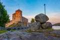 Sunset view of Olavinlinna castle in Savonlinna, Finland