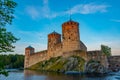 Sunset view of Olavinlinna castle in Savonlinna, Finland