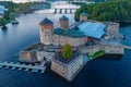 Sunset view of Olavinlinna castle in Savonlinna, Finland