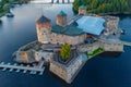 Sunset view of Olavinlinna castle in Savonlinna, Finland