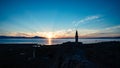 Sunset view from the old fortress of Van city in Turkey. Royalty Free Stock Photo