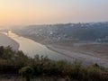 sunset view of old Jammu city as seen from Bagh-e-Bahu in Jammu, India