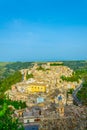 Sunset view of old town of the sicilian city Ragusa Ibla, Italy Royalty Free Stock Photo