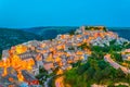 Sunset view of old town of the sicilian city Ragusa Ibla, Italy Royalty Free Stock Photo