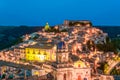 Sunset view of old town of the sicilian city Ragusa Ibla, Italy Royalty Free Stock Photo