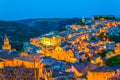 Sunset view of old town of the sicilian city Ragusa Ibla, Italy Royalty Free Stock Photo