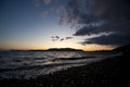 Sunset View of Orcas Island from a Lummi Island Beach.