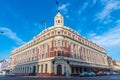 Sunset view of Otago Daily Timesh building in the center of Dunedin, New Zealand Royalty Free Stock Photo