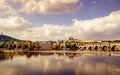 Sunset view over Bridge of Vltava in Prague Royalty Free Stock Photo