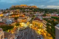 Sunset view over Monastiraki square in Athens, Greece Royalty Free Stock Photo