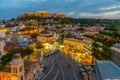 Sunset view over Monastiraki square in Athens, Greece Royalty Free Stock Photo