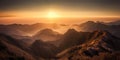 sunset view over mountain , Generative AI Royalty Free Stock Photo