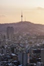 Sunset view over namsan tower