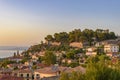 Sunset view over the picturesque coastal town of Kyparissia located in northwestern Messenia, Trifylia, Peloponnese, Greece Royalty Free Stock Photo