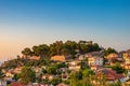 Sunset view over the picturesque coastal town of Kyparissia located in northwestern Messenia, Trifylia, Peloponnese, Greece Royalty Free Stock Photo