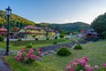 Sunset view over Sargan eight train station in Mokra Gora, Serbi Royalty Free Stock Photo