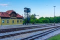 Sunset view over Sargan eight train station in Mokra Gora, Serbi Royalty Free Stock Photo