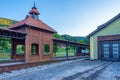 Sunset view over Sargan eight train station in Mokra Gora, Serbi Royalty Free Stock Photo