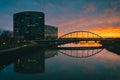 Sunset view over the Scioto River, Columbus, Ohio Royalty Free Stock Photo