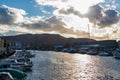 Sunset view over the Trondheim harbour, Norway Royalty Free Stock Photo