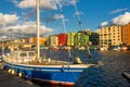 Sunset view over the Trondheim harbour, Norway Royalty Free Stock Photo