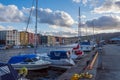 Sunset view over the Trondheim harbour, Norway Royalty Free Stock Photo