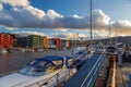 Sunset view over the Trondheim harbour, Norway Royalty Free Stock Photo