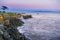 Sunset view of the Pacific Ocean rugged coastline, Santa Cruz, California Royalty Free Stock Photo