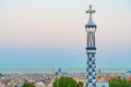 Sunset view of Parc Guell in Barcelona, Spain Royalty Free Stock Photo