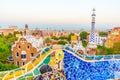 Sunset view of Parc Guell in Barcelona, Spain Royalty Free Stock Photo