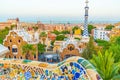 Sunset view of Parc Guell in Barcelona, Spain Royalty Free Stock Photo