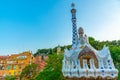 Sunset view of Parc Guell in Barcelona, Spain Royalty Free Stock Photo