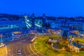 Sunset view of Placa d\'espanya in Barcelona, Spain Royalty Free Stock Photo