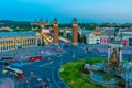 Sunset view of Placa d\'espanya in Barcelona, Spain Royalty Free Stock Photo