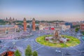 Sunset view of Placa d\'espanya in Barcelona, Spain Royalty Free Stock Photo