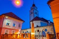 Sunset view of Plecnik staircase and arcades in Kranj, Slovenia Royalty Free Stock Photo